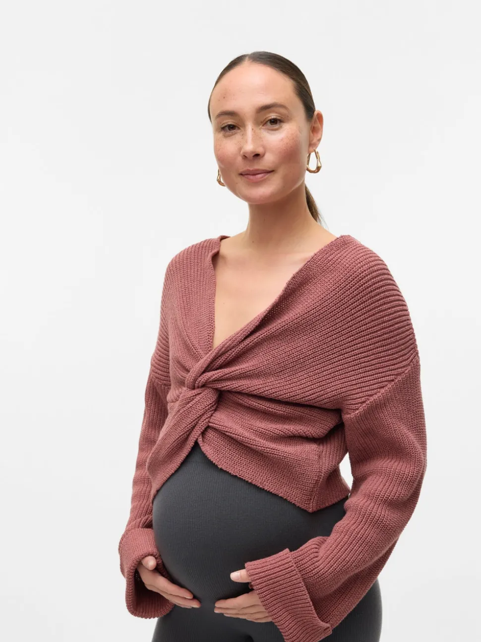 Normal Passform V-ringning Uppvikta Manschetter Nedsänkta Axlar Pullover