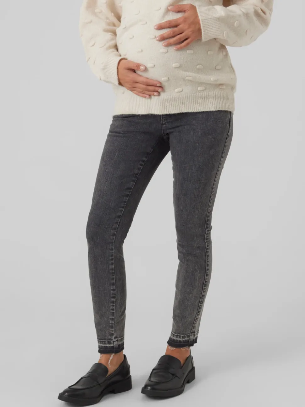 Slim Fit Medelhög Midja Råskuren Fåll Jeans