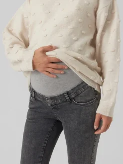 Slim Fit Medelhög Midja Råskuren Fåll Jeans