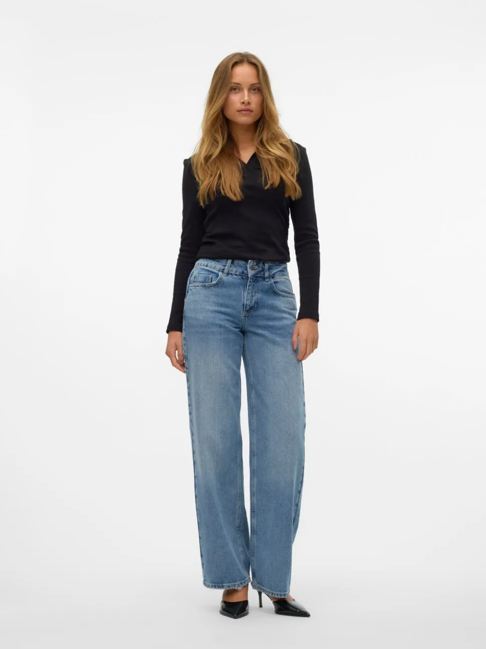 SNRANCY Medelhög Midja Vid Passform Jeans