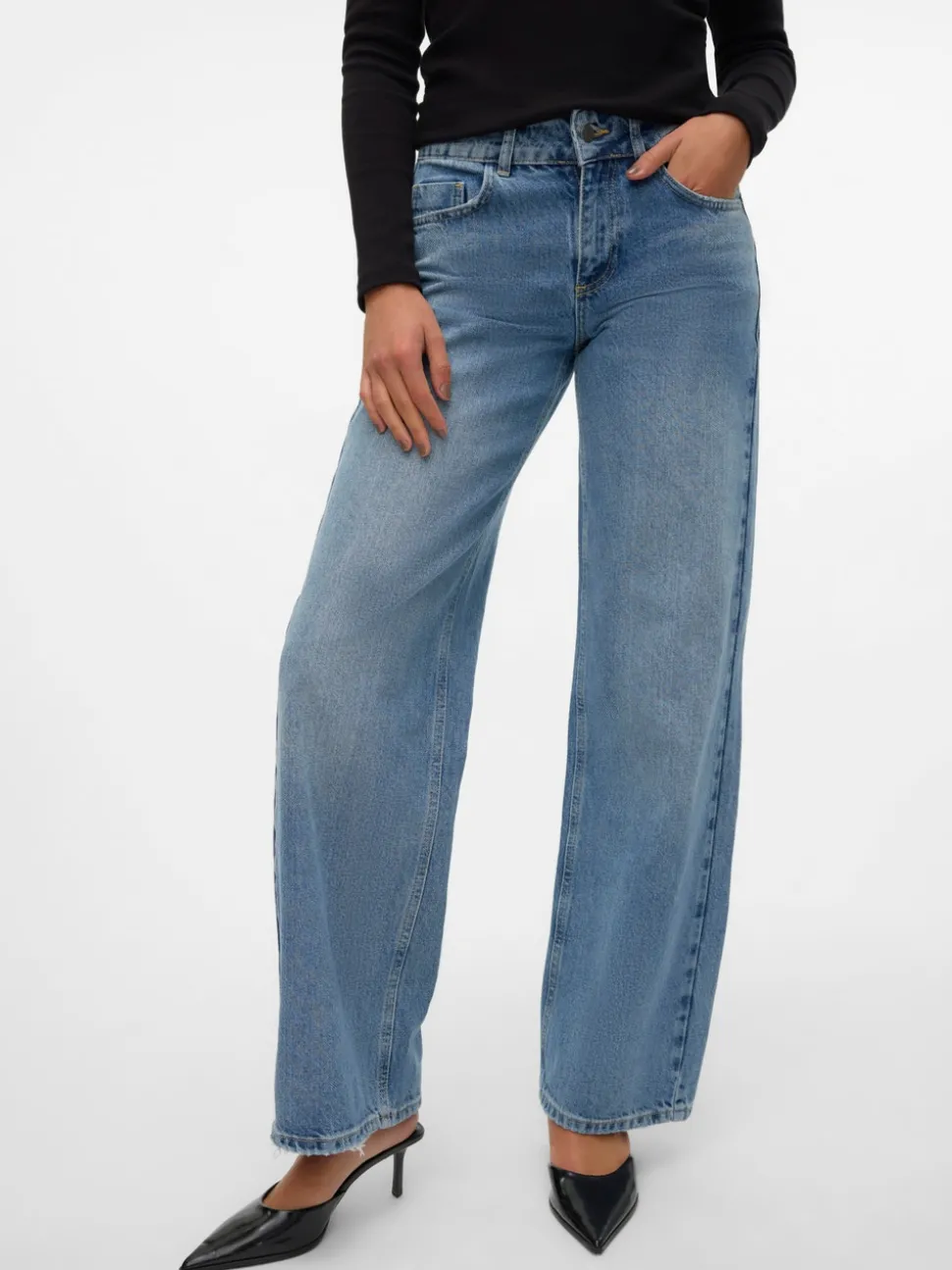 SNRANCY Medelhög Midja Vid Passform Jeans