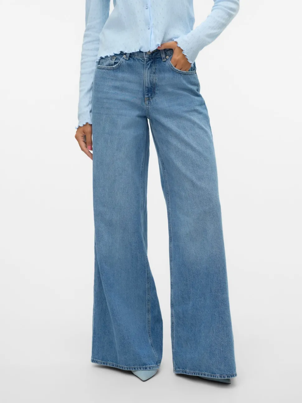 VMANNET Medelhög Midja Vid Passform Jeans