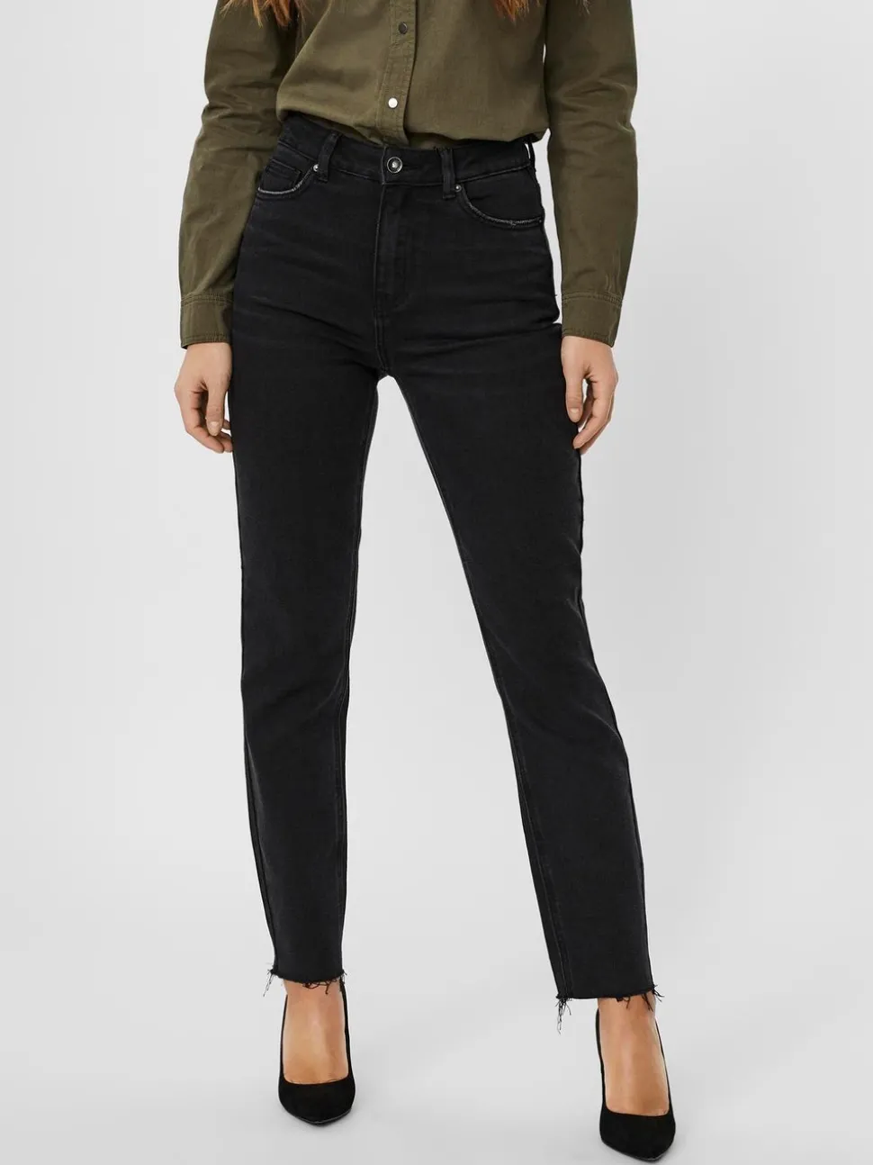 VMBRENDA Hög Midja Rak Passform Jeans