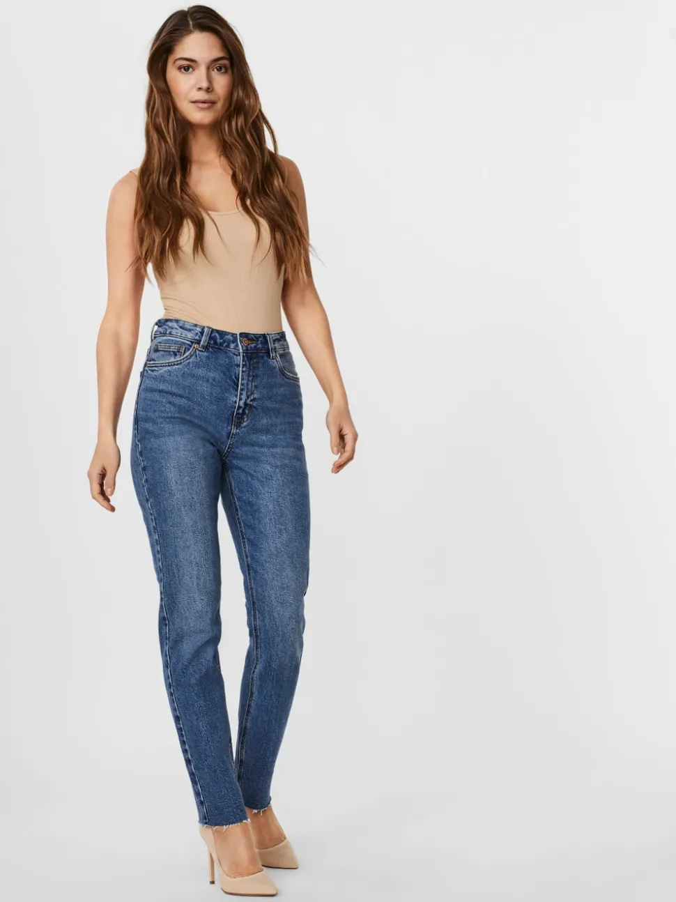 VMBRENDA Hög Midja Rak Passform Jeans