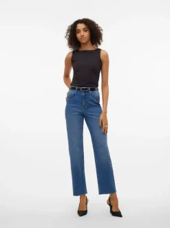 VMCALIA Hög Midja Rak Passform Jeans