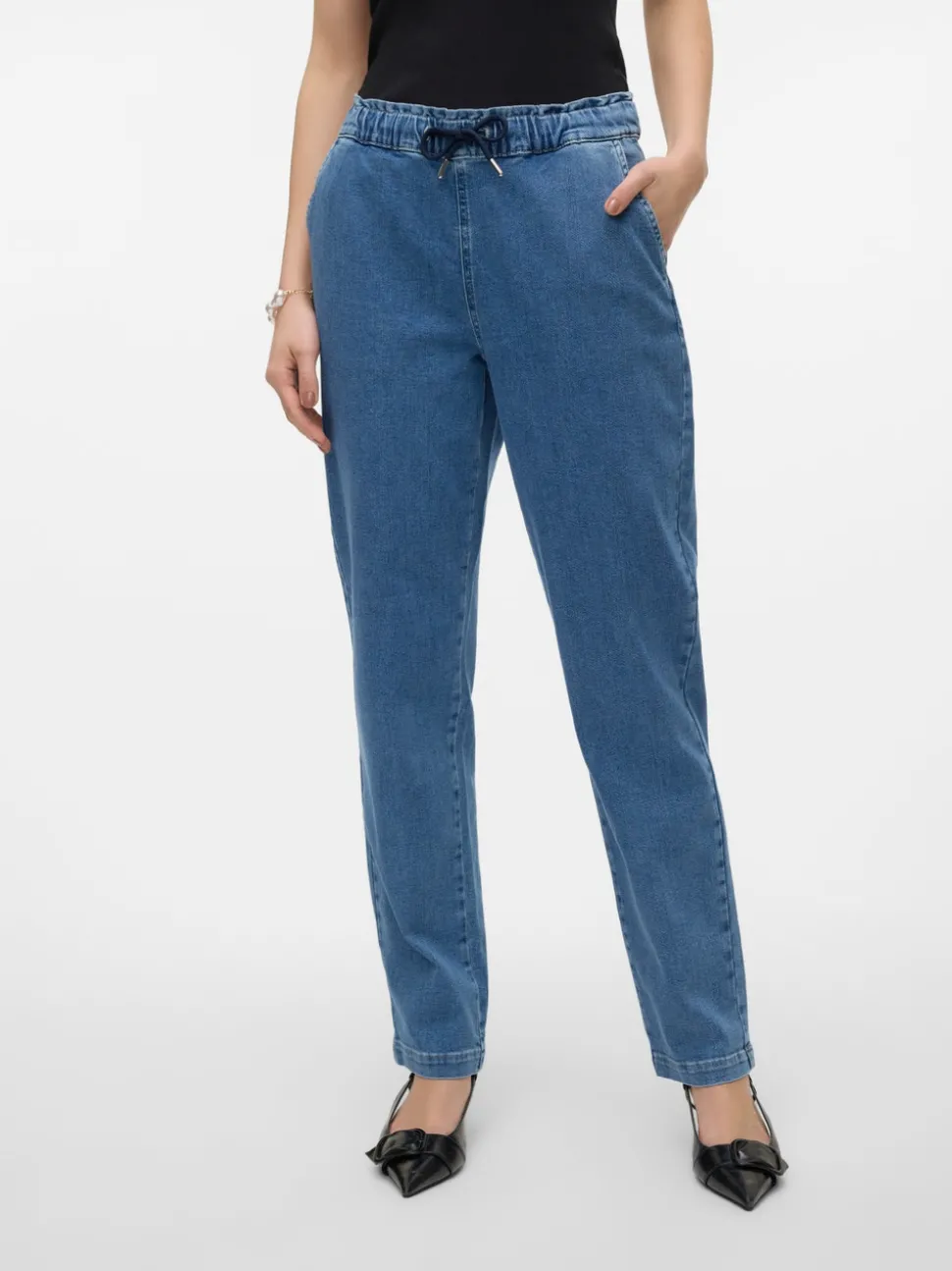 VMCALLIE Medelhög Midja Loose Carrot Fit Jeans