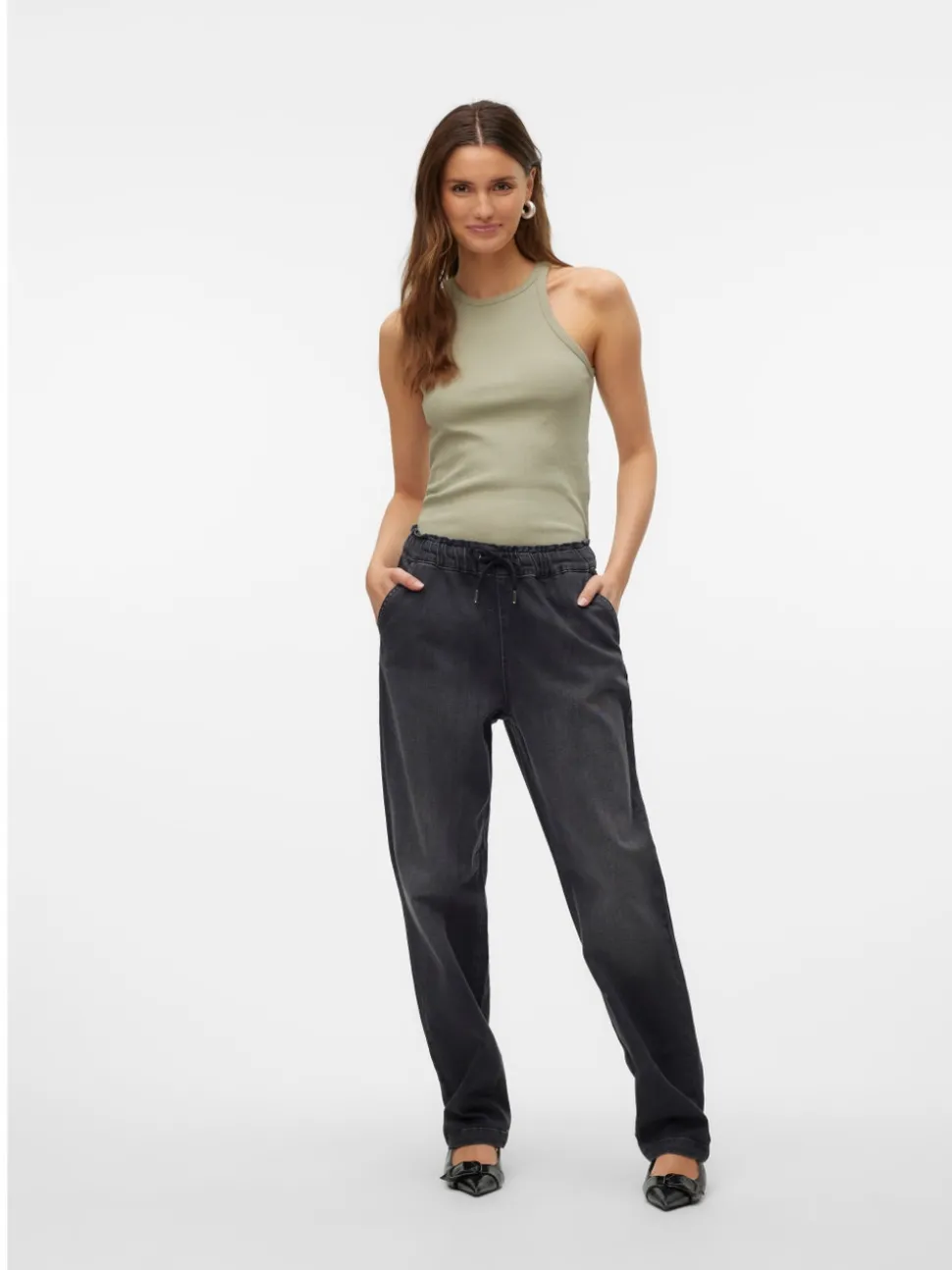 VMCALLIE Medelhög Midja Loose Carrot Fit Jeans