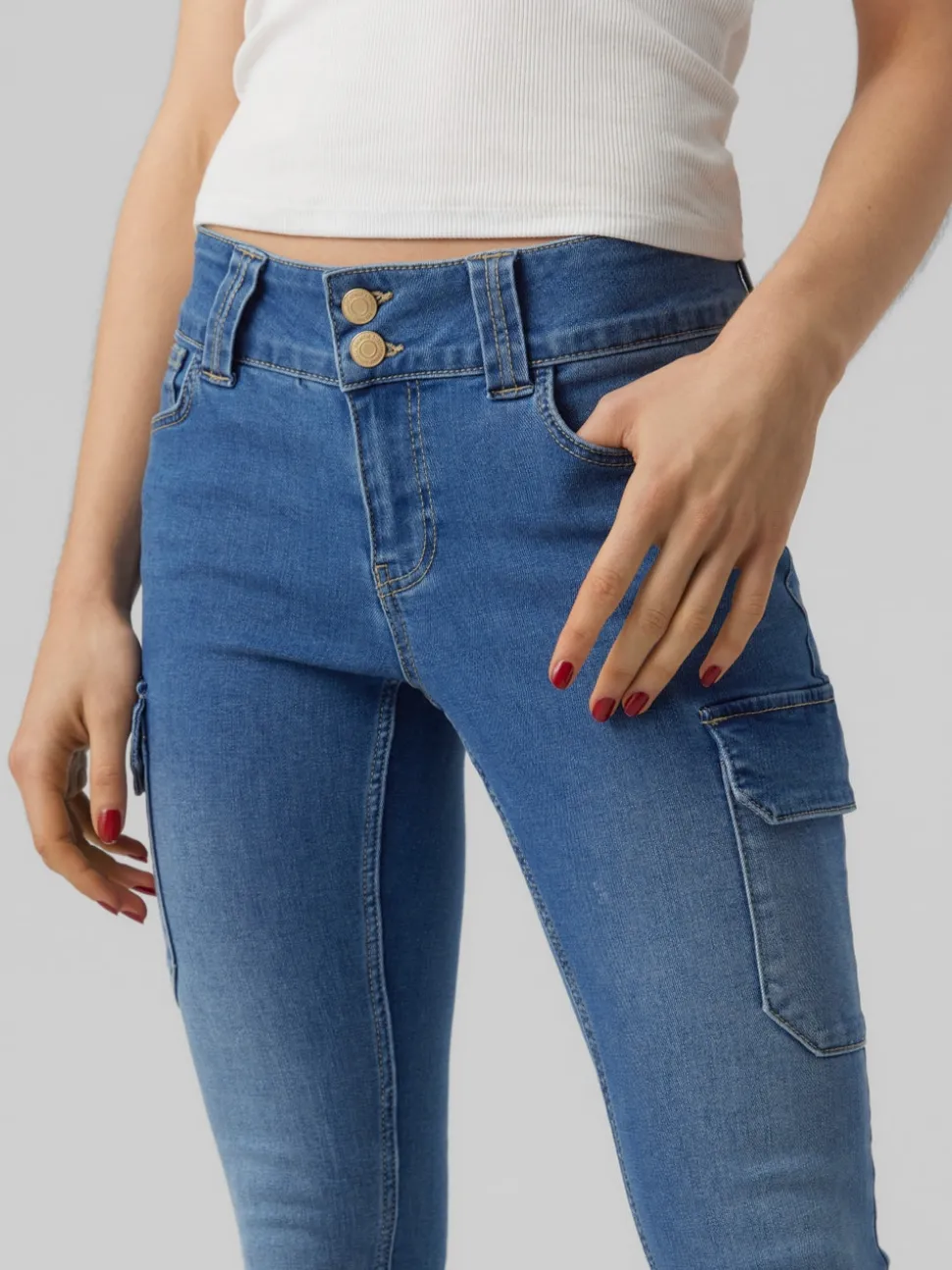 VMCATCH Medelhög Midja Cargo Fit Jeans