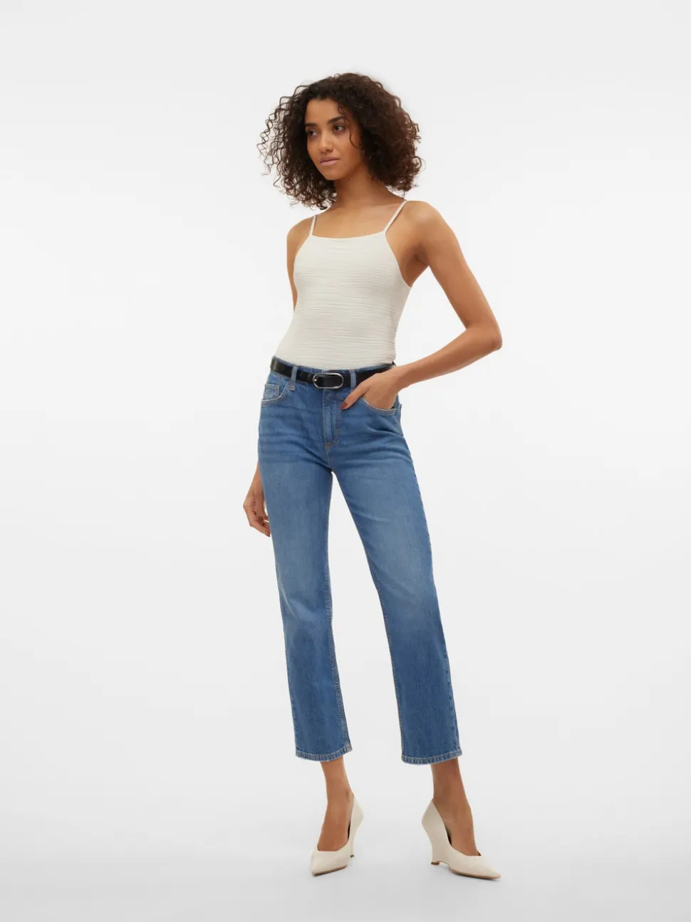 VMELIA Hög Midja Rak Passform Jeans