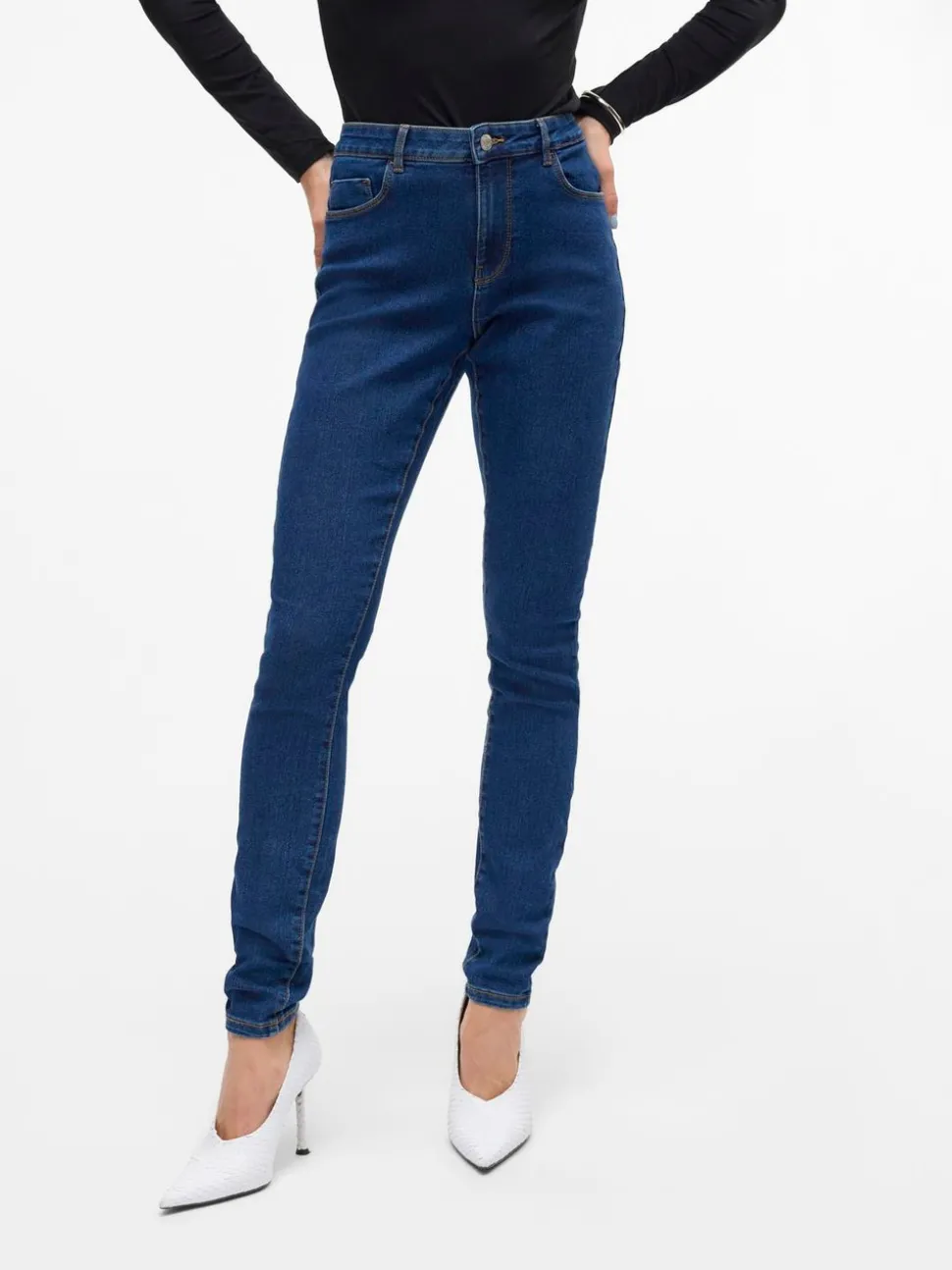 VMELLY Medelhög Midja Skinny Fit Jeans