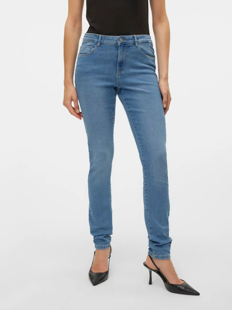 VMELLY Medelhög Midja Skinny Fit Jeans