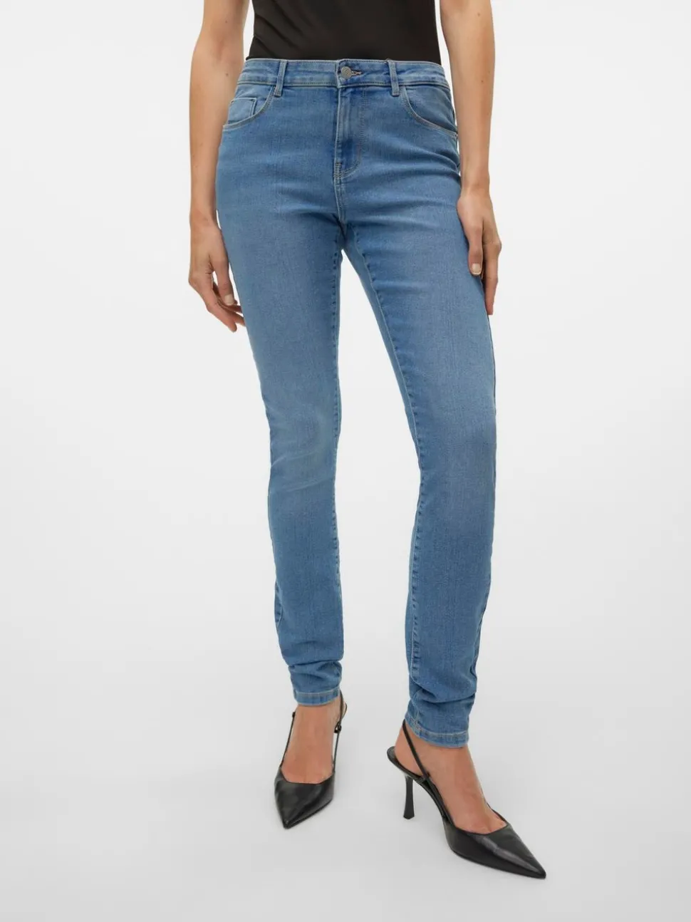 VMELLY Medelhög Midja Skinny Fit Jeans