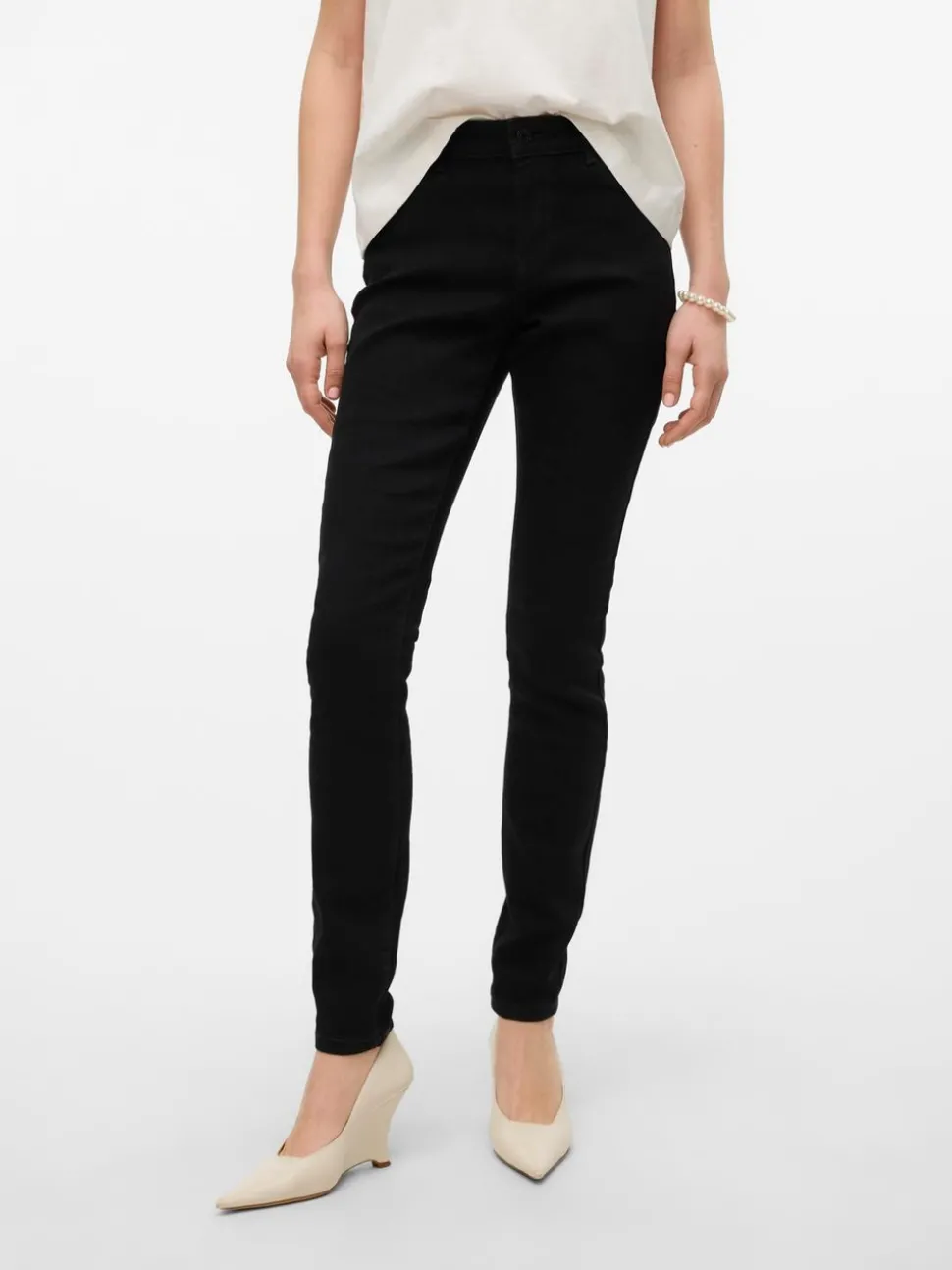 VMELLY Medelhög Midja Skinny Fit Jeans