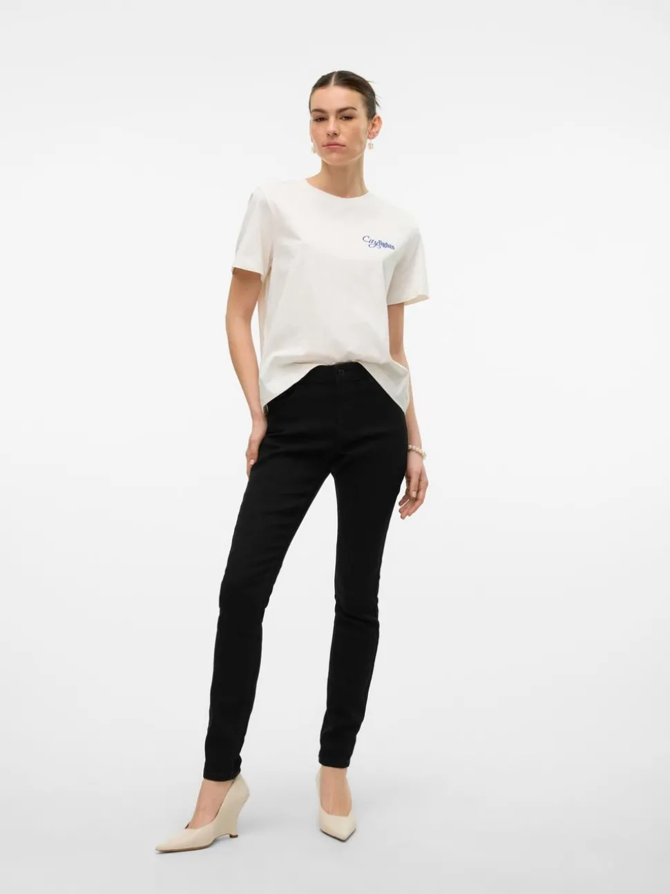 VMELLY Medelhög Midja Skinny Fit Jeans
