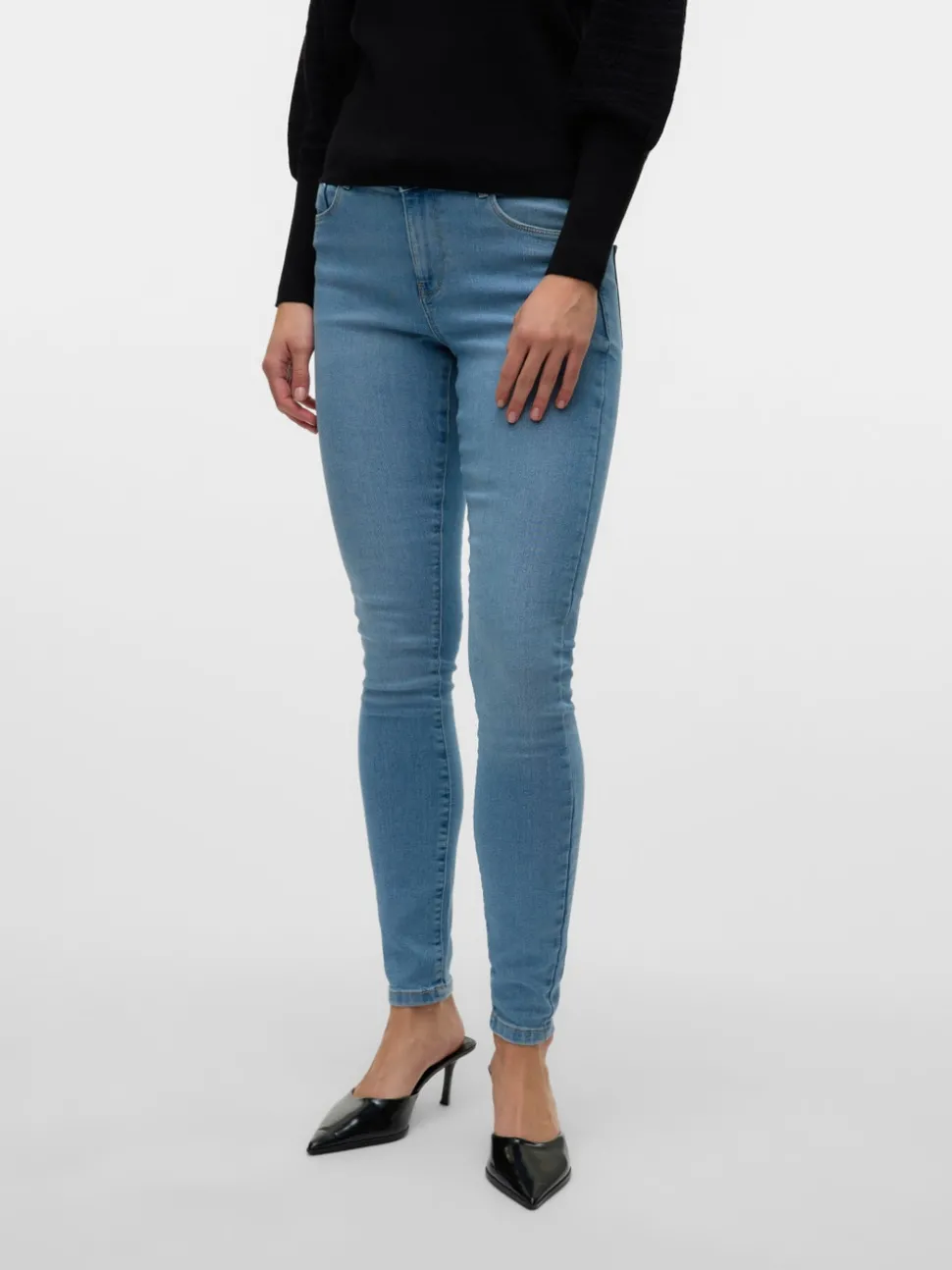 VMELLY Medelhög Midja Skinny Fit Jeans