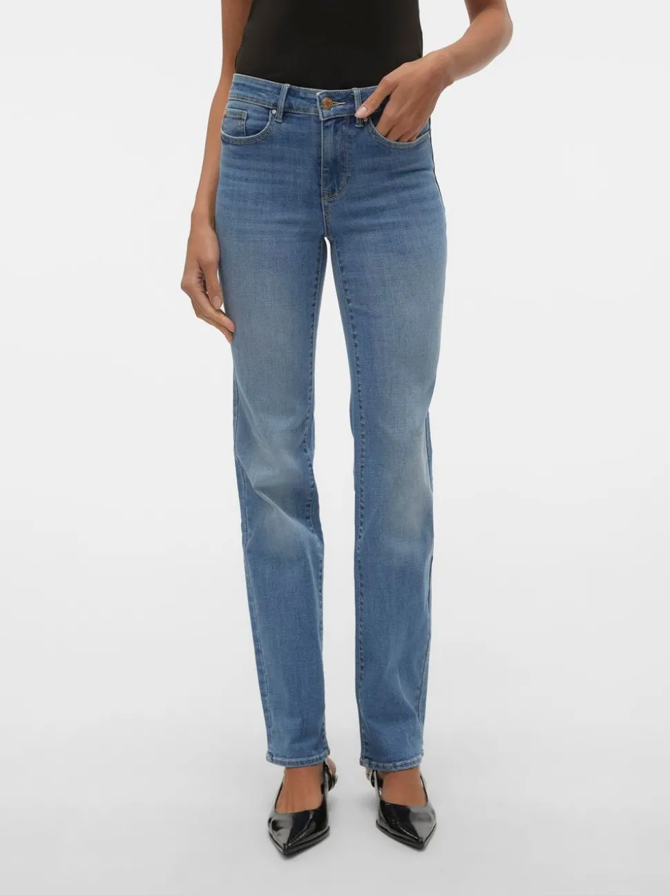 VMFLASH Medelhög Midja Rak Passform Jeans