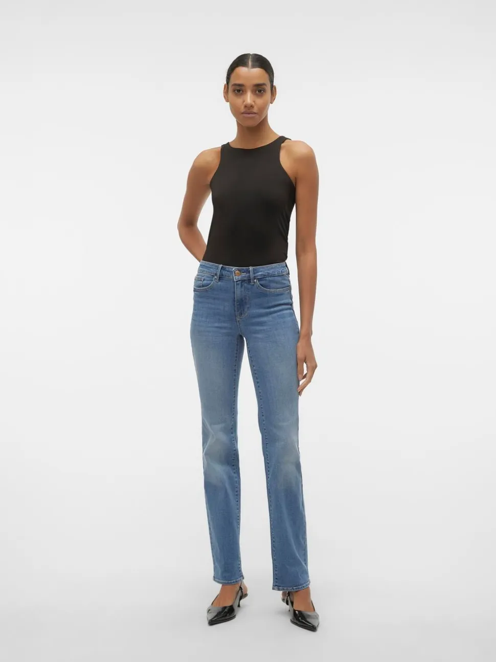 VMFLASH Medelhög Midja Rak Passform Jeans