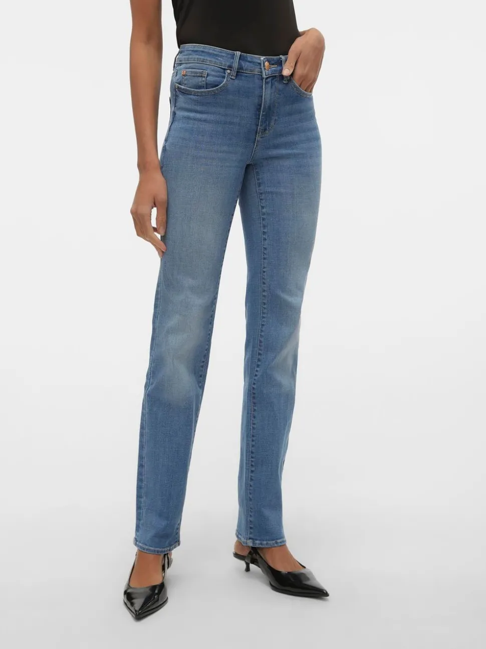VMFLASH Medelhög Midja Rak Passform Jeans