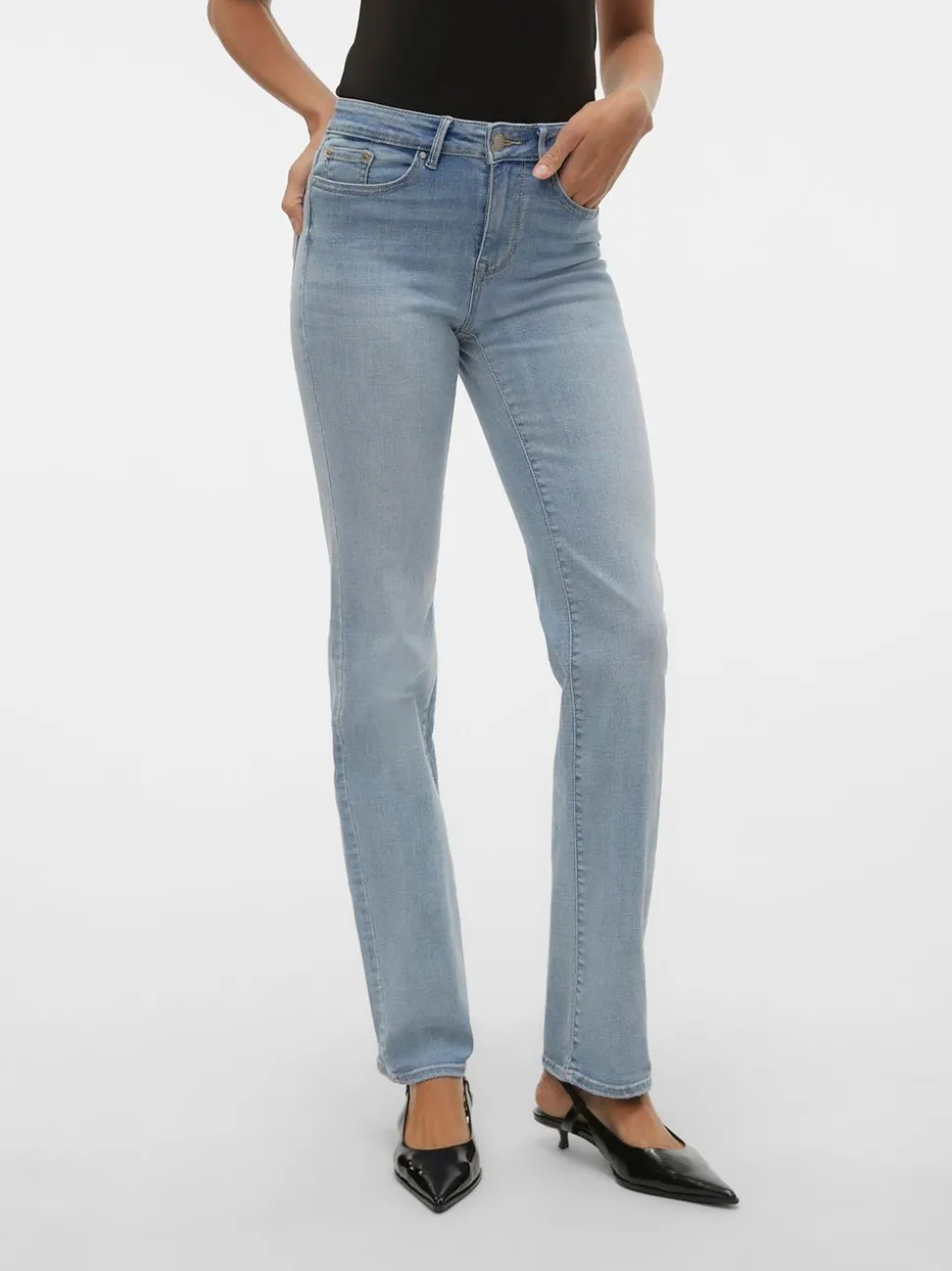 VMFLASH Medelhög Midja Rak Passform Jeans