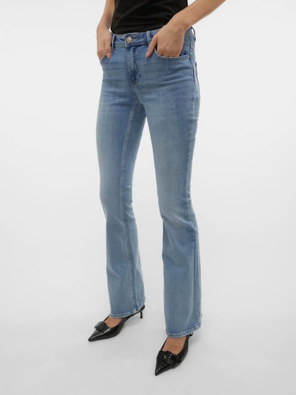 VMFLASH Medelhög Midja Utsvängd Passform Jeans