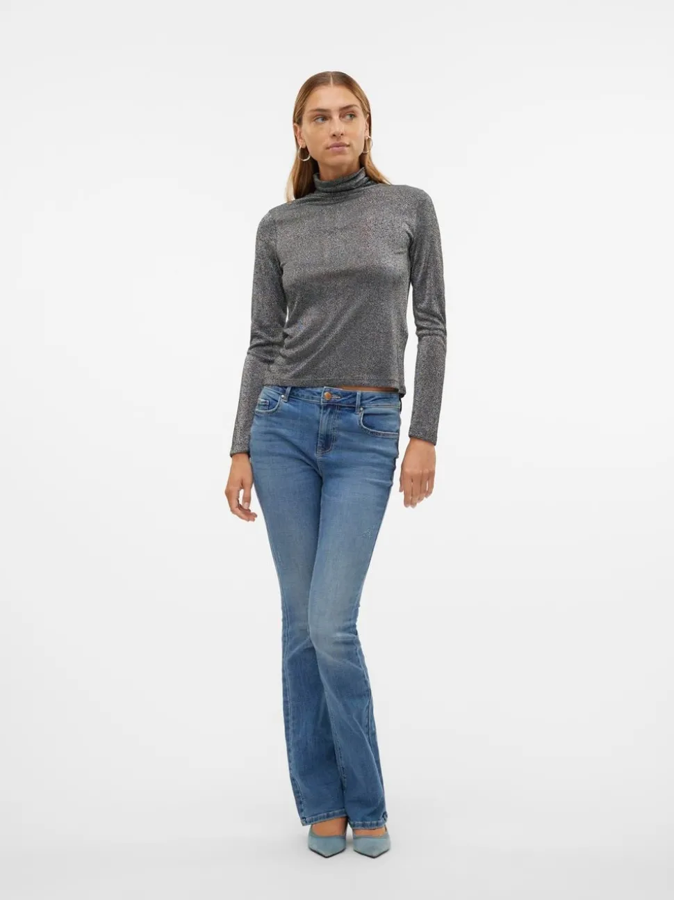 VMFLASH Medelhög Midja Utsvängd Passform Jeans