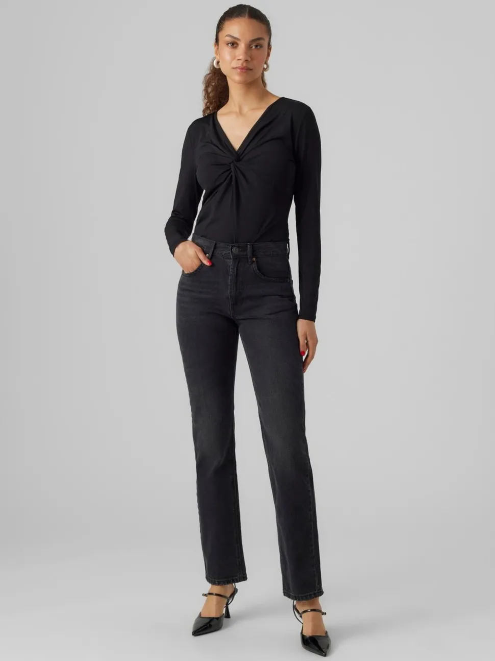 VMHAILEY Hög Midja Rak Passform Jeans