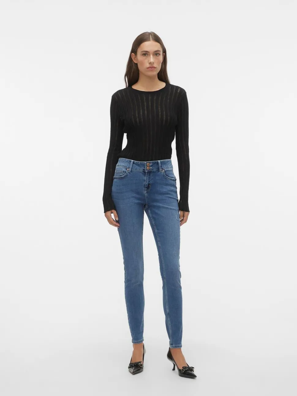 VMKIMMI Medelhög Midja Slim Fit Jeans
