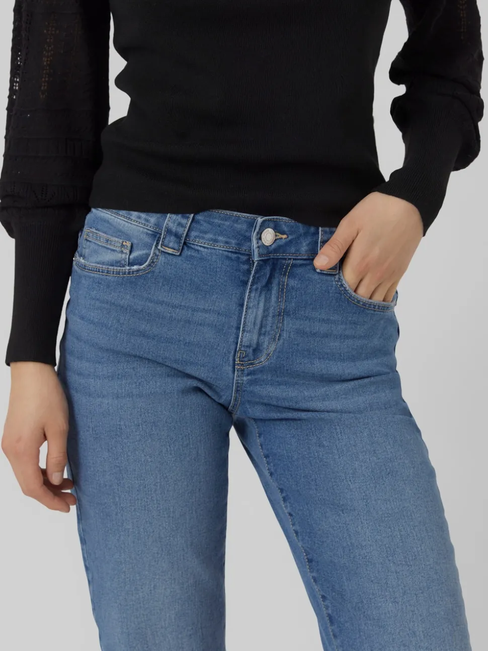 VMLANEY Medelhög Midja Rak Passform Jeans