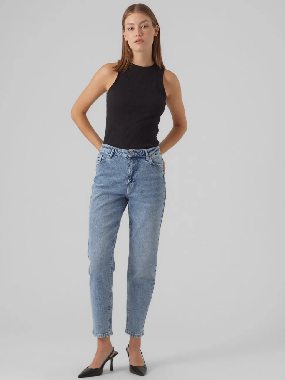 VMLINDA Hög Midja Mom Fit Jeans