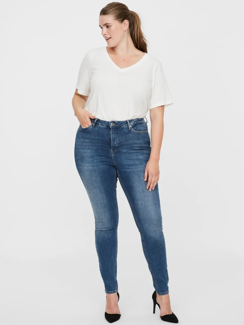 VMLORA Hög Midja Skinny Fit Jeans