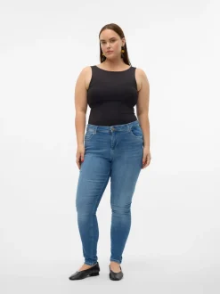VMLUX Medelhög Midja Slim Fit Jeans