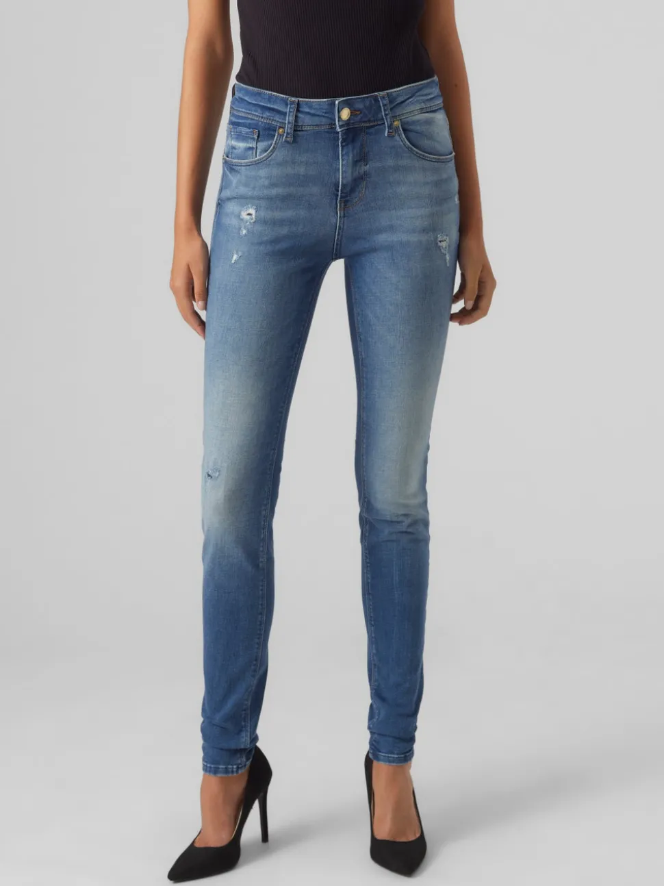 VMLUX Medelhög Midja Slim Fit Jeans