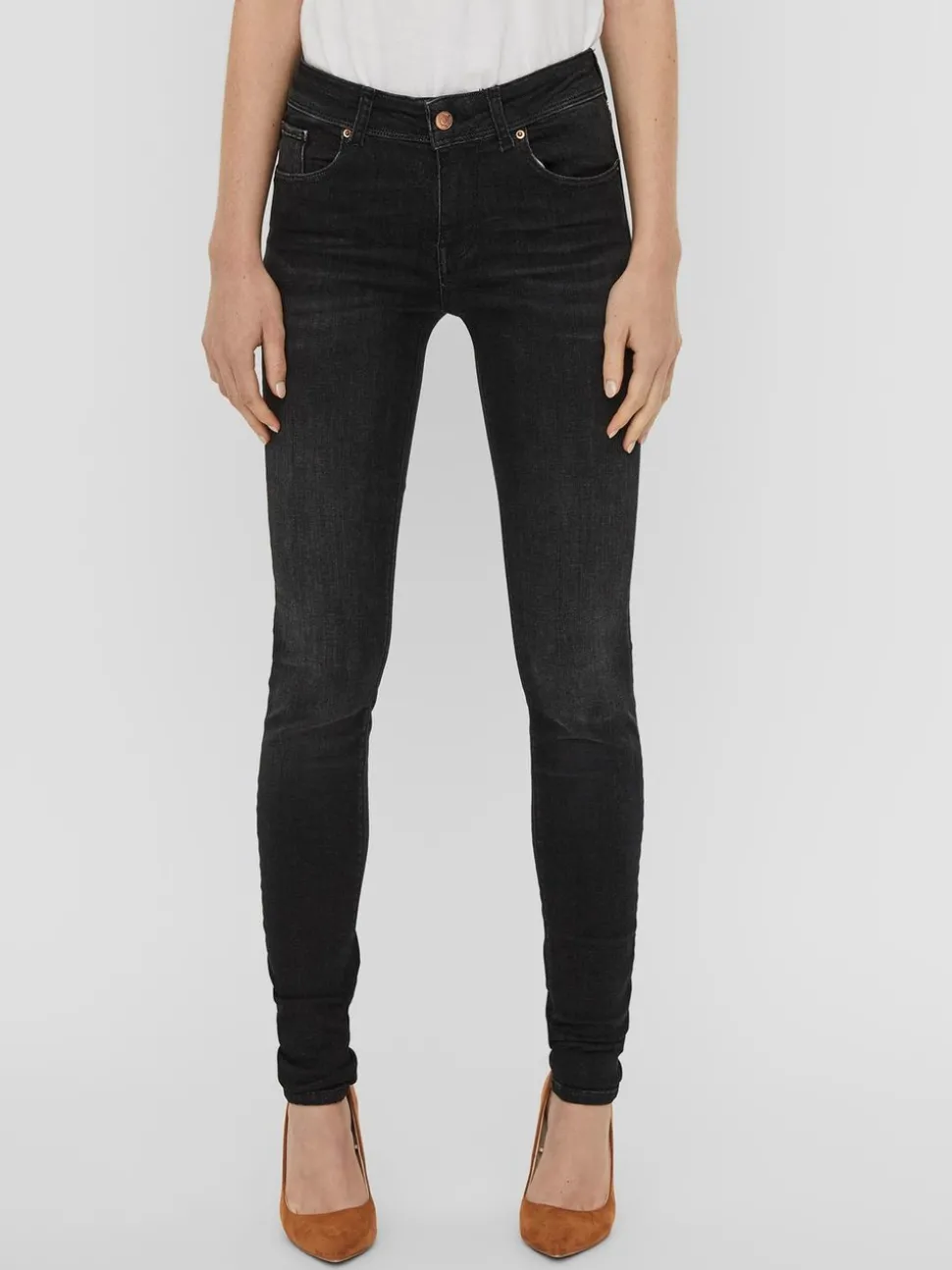 VMLUX Medelhög Midja Slim Fit Jeans