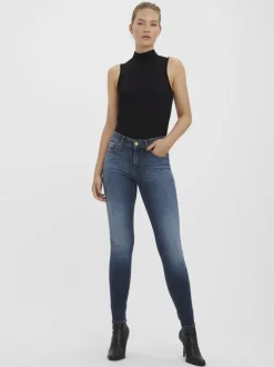 VMLUX Medelhög Midja Slim Fit Jeans