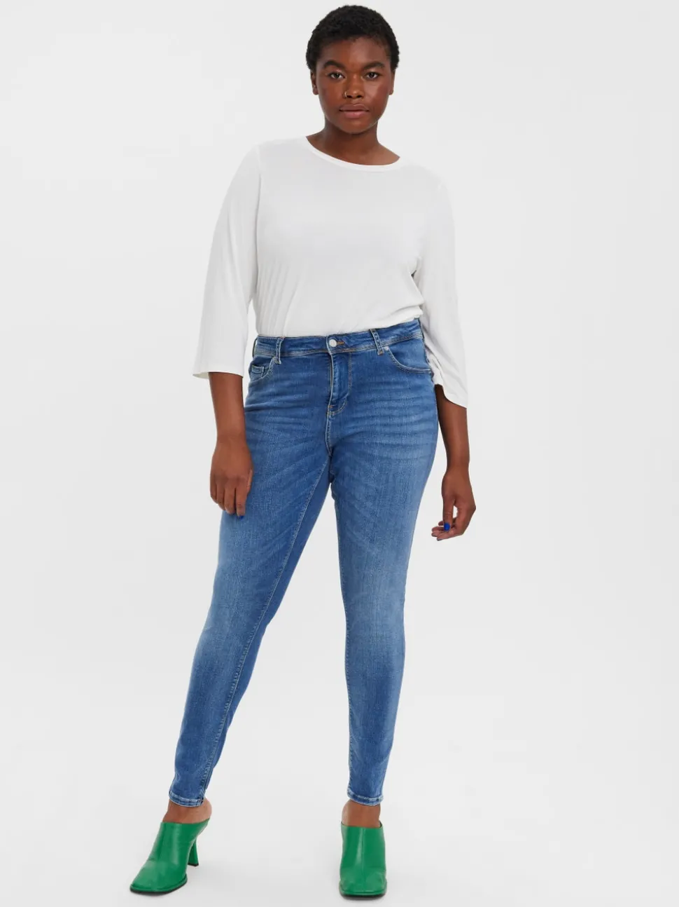 VMLUX Medelhög Midja Slim Fit Jeans