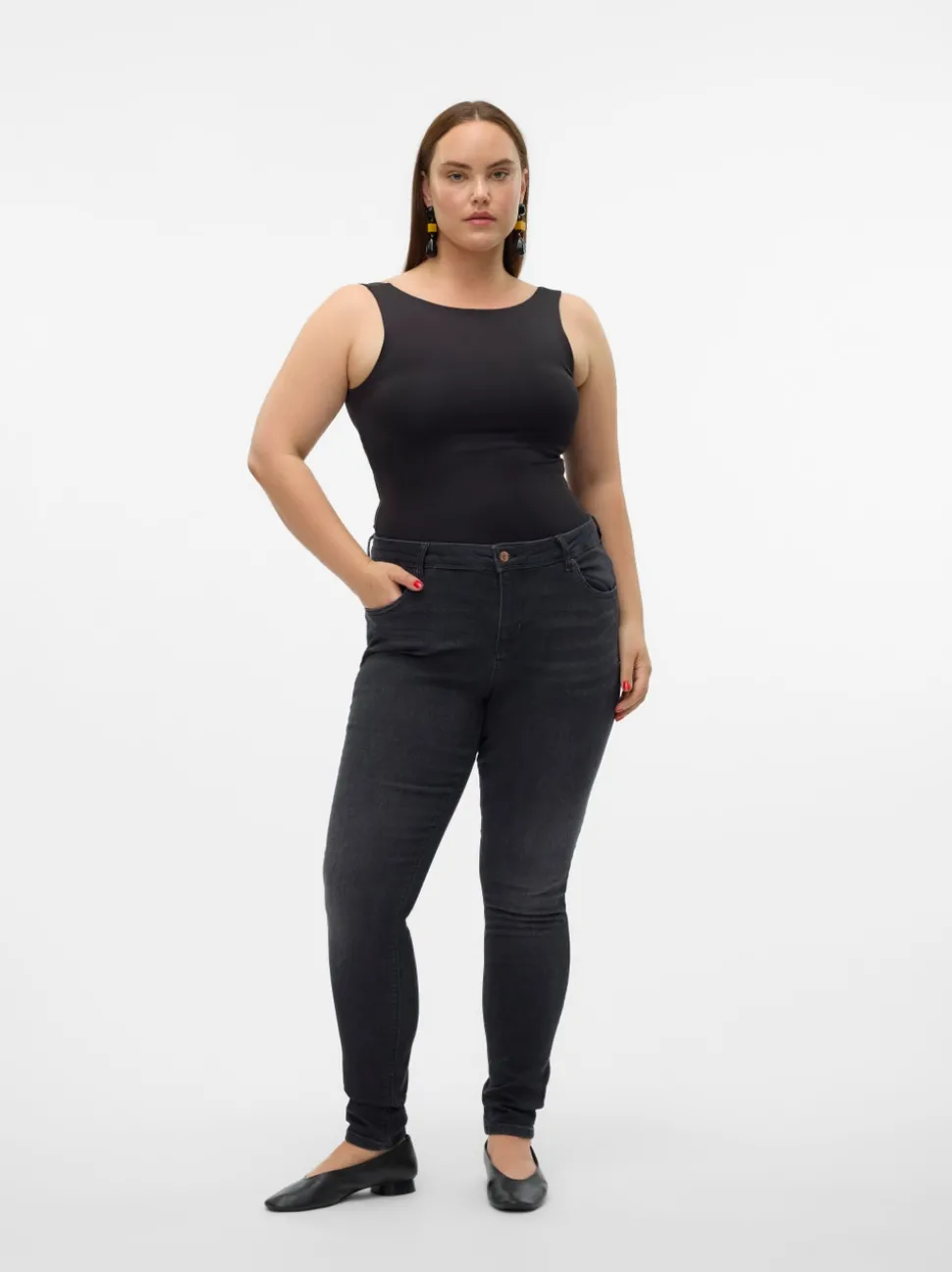 VMLUX Medelhög Midja Slim Fit Jeans