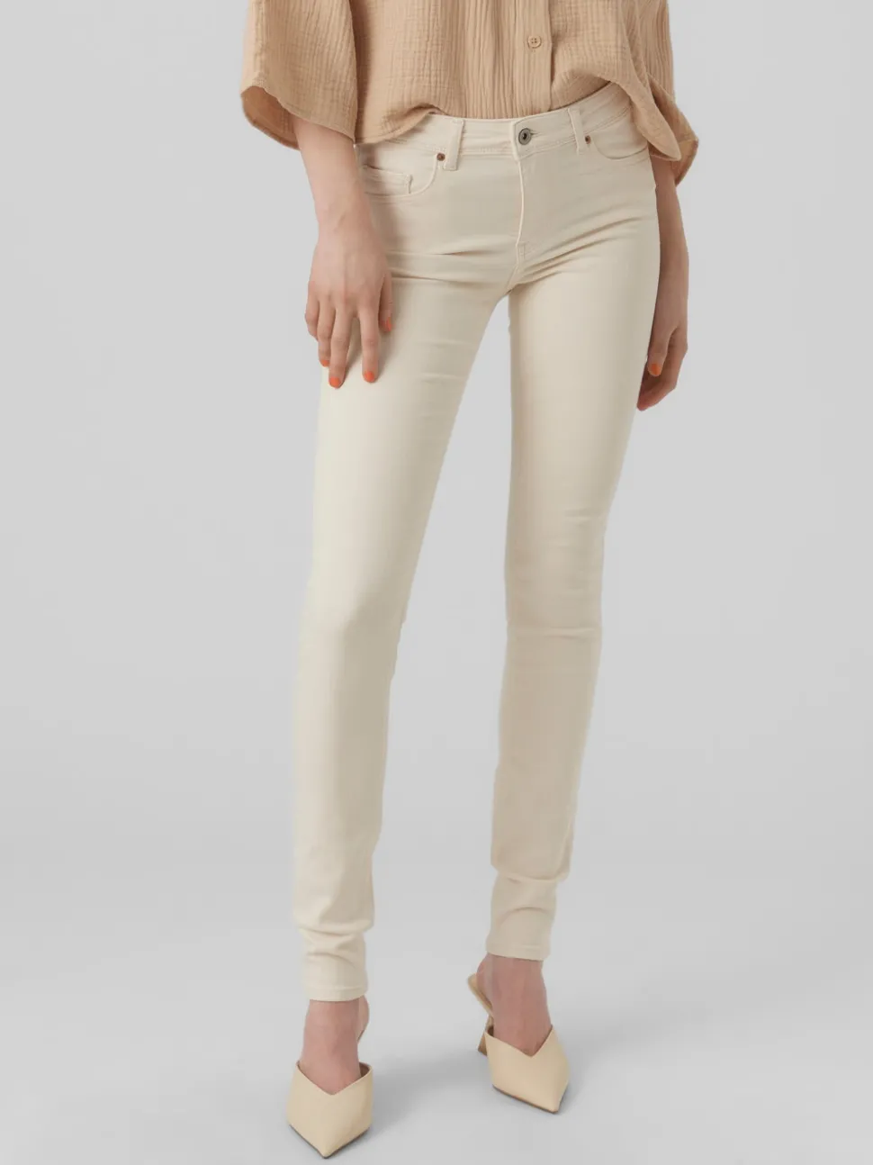 VMLUX Medelhög Midja Slim Fit Jeans