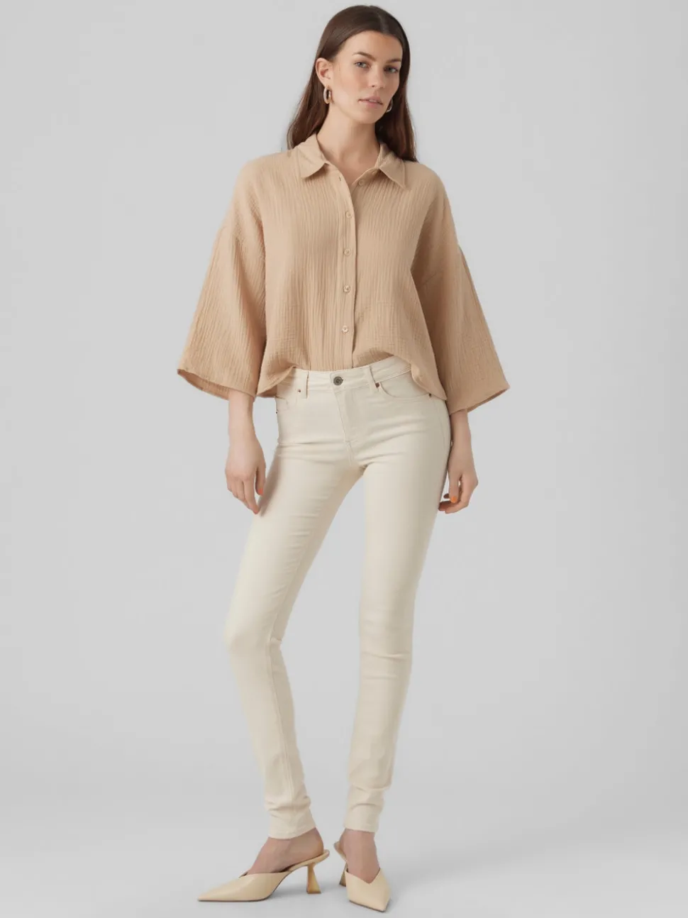 VMLUX Medelhög Midja Slim Fit Jeans