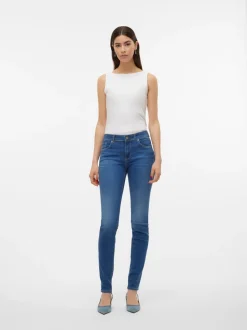 VMLUX Medelhög Midja Slim Fit Jeans