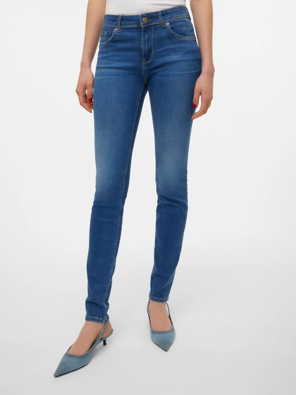VMLUX Medelhög Midja Slim Fit Jeans