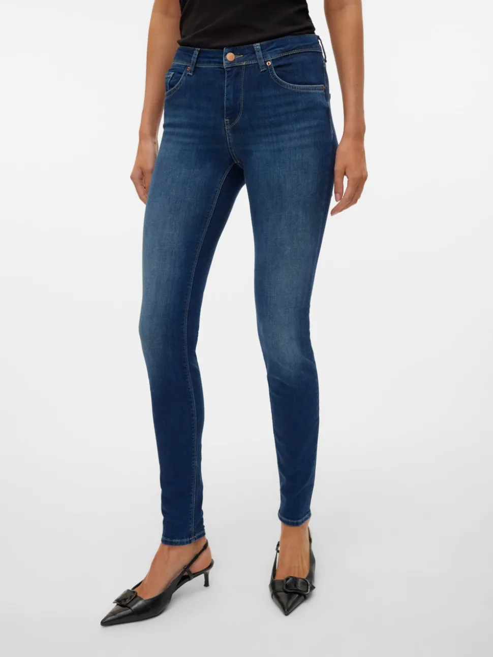 VMLUX Medelhög Midja Slim Fit Jeans