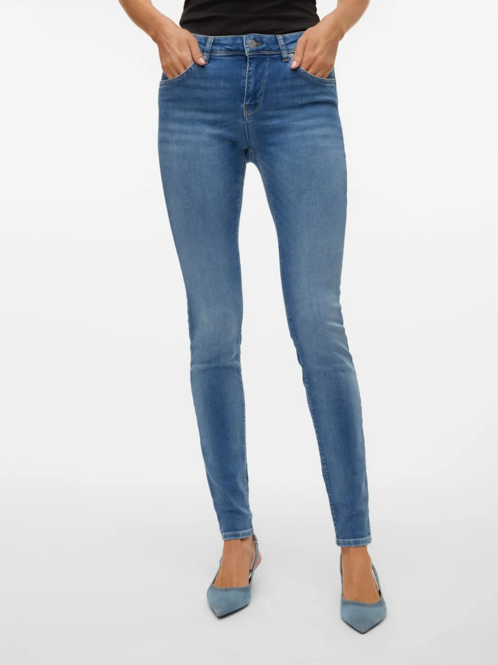 VMLUX Medelhög Midja Slim Fit Jeans