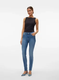 VMLUX Medelhög Midja Slim Fit Jeans