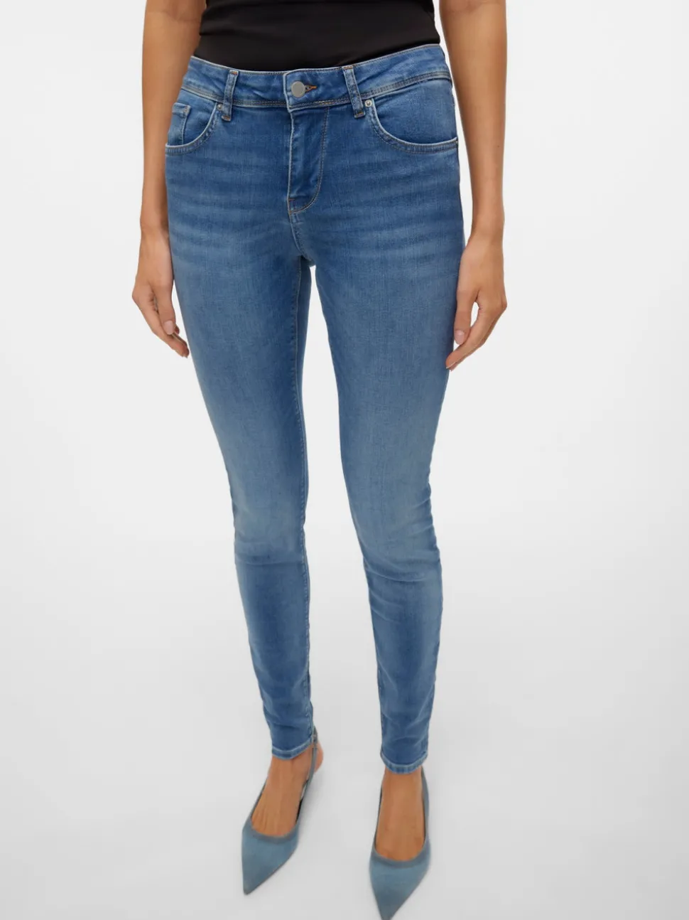 VMLUX Medelhög Midja Slim Fit Jeans