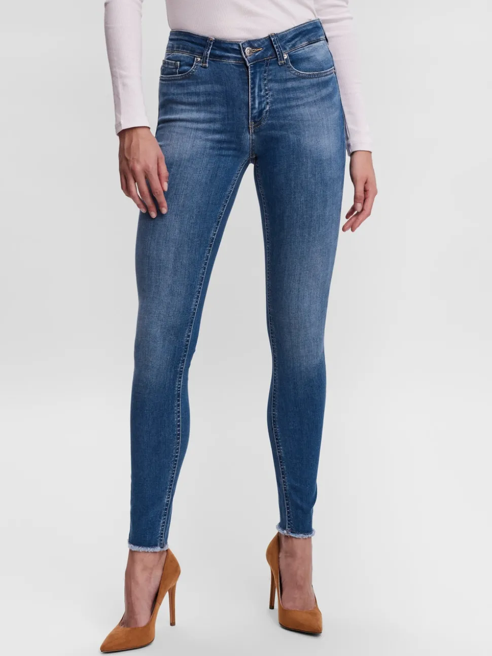 VMPEACH Medelhög Midja Skinny Fit Jeans