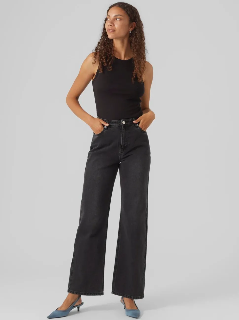 VMRACHEL Hög Midja Vid Passform Jeans