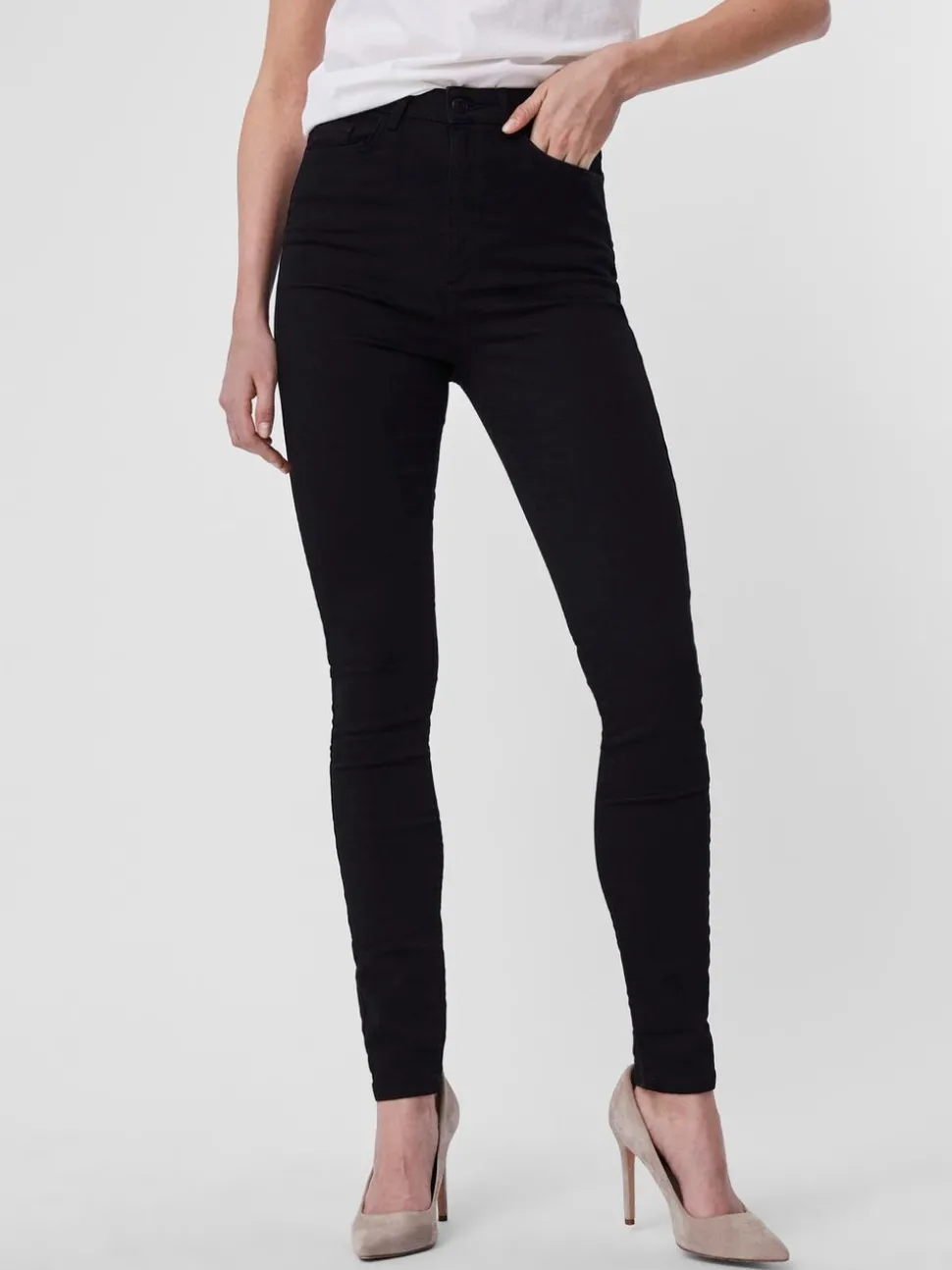VMSANDRA Superhög Midja Skinny Fit Jeans