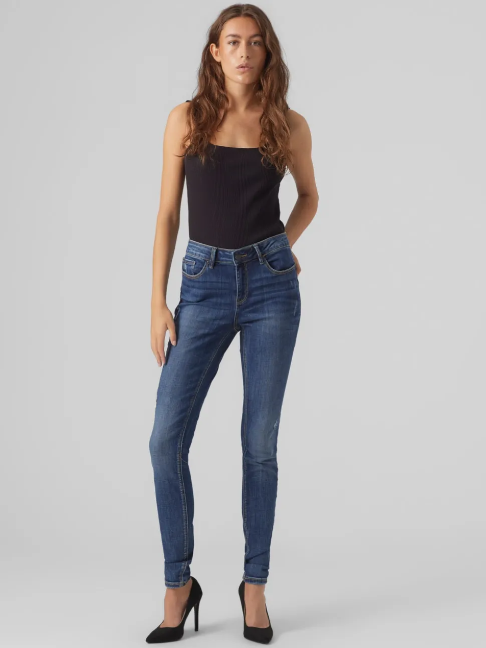 VMSEVEN Medelhög Midja Skinny Fit Jeans