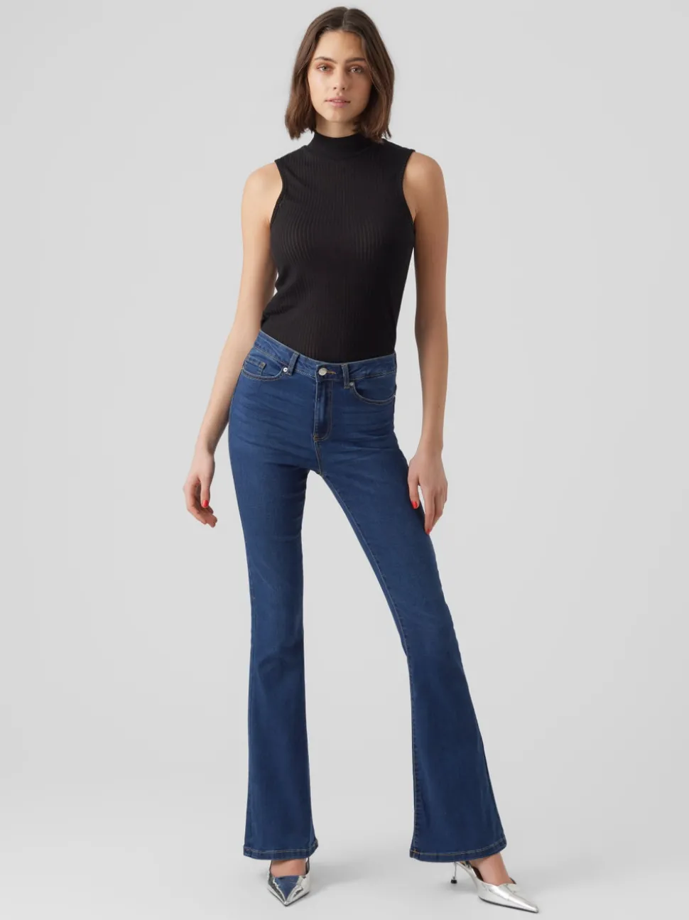 VMSIGA Hög Midja Utsvängd Passform Jeans