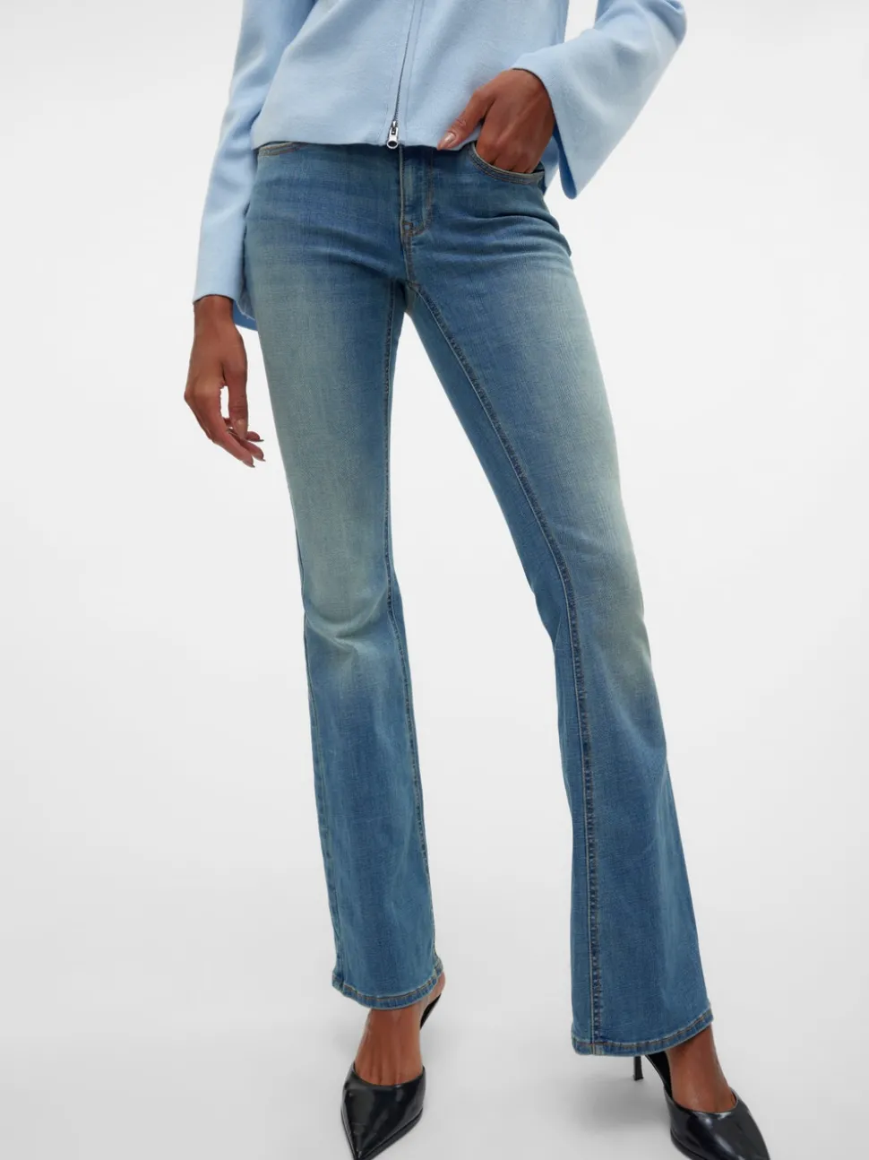 VMSIGI Låg Midja Utsvängd Passform Jeans